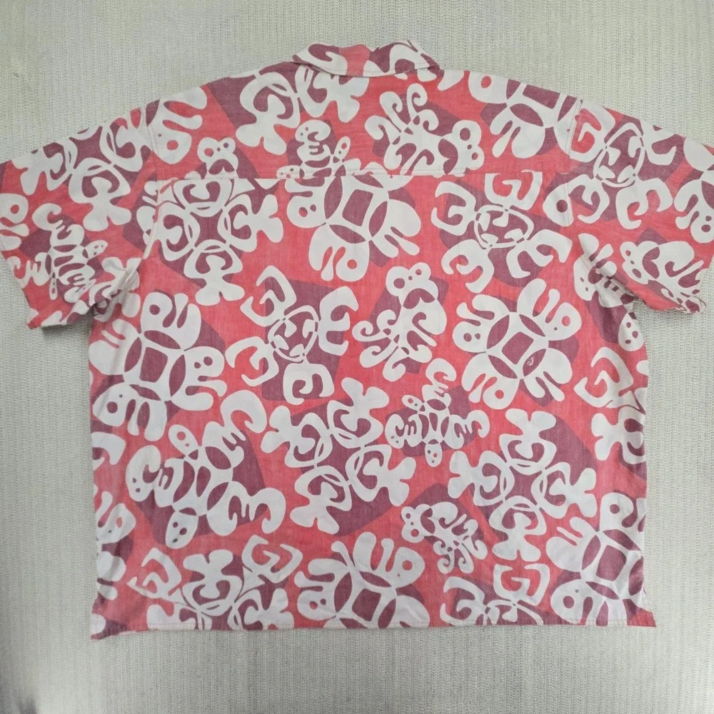 Ocean Pacific Shirt Mens Big 4X Red Turtle Hawaiian Tropical Short Sleeve Beach